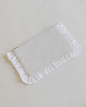 Load image into Gallery viewer, The White and Natural Linen Ruffled Pouch
