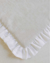 Load image into Gallery viewer, The White and Natural Linen Ruffled Pouch
