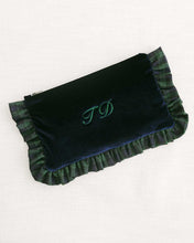 Load image into Gallery viewer, The Navy Velvet &amp; Tartan Ruffled Pouch
