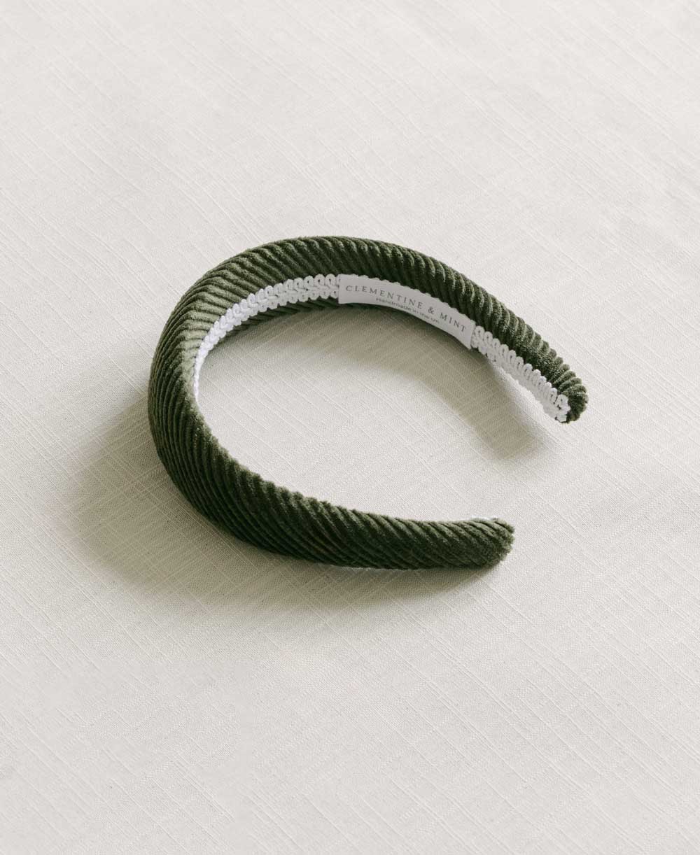 olive corduroy headband. hair accessory. winter headband. 