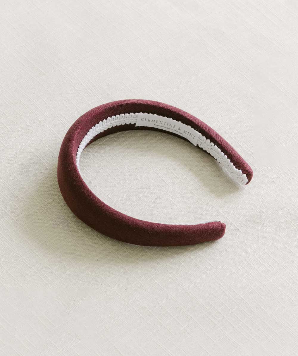 burgundy linen headband. hair accessory. 