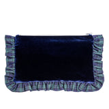 The Navy Velvet & Tartan Ruffled Pouch