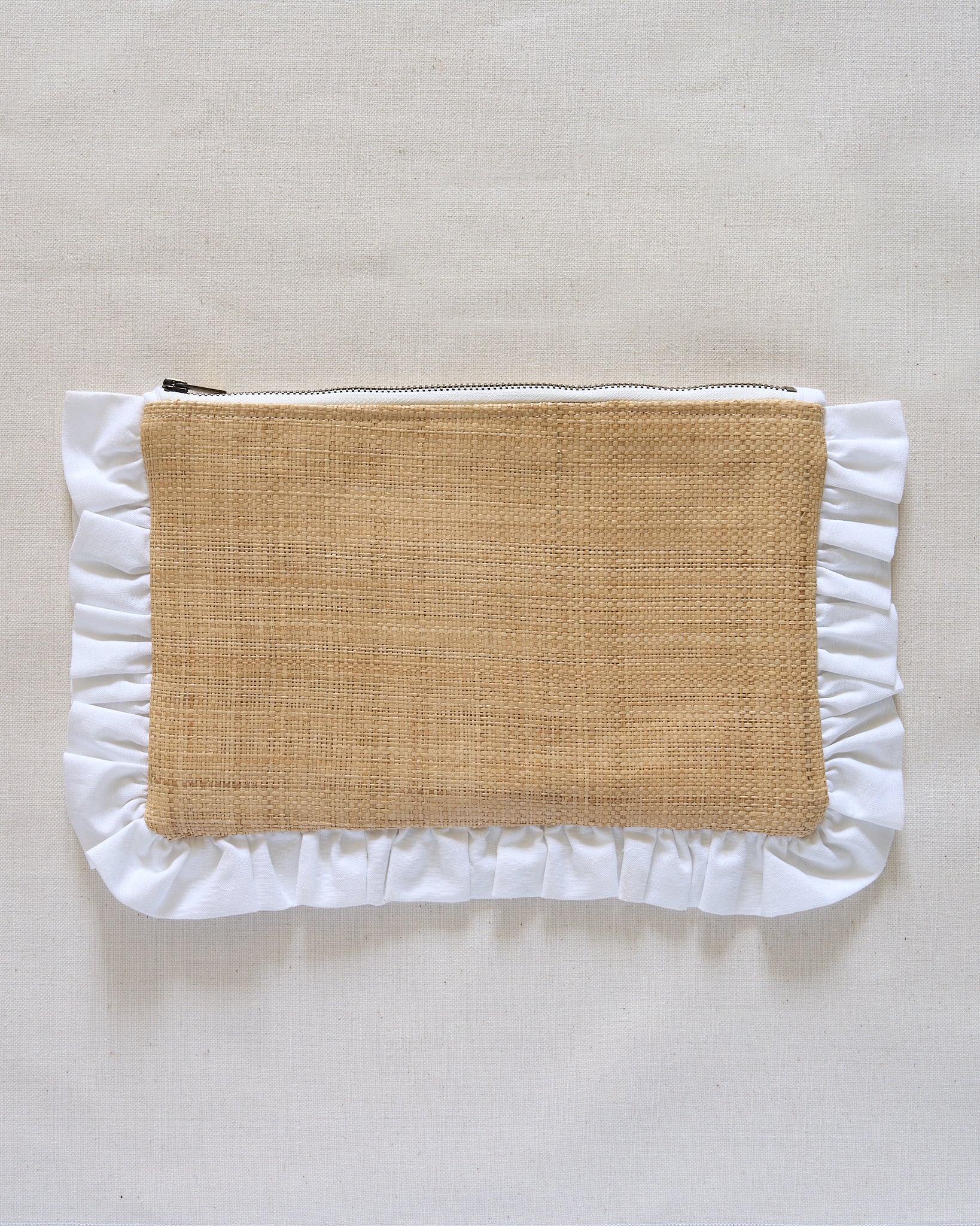 The Raffia Ruffled Pouch
