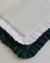 Load image into Gallery viewer, The Navy Blue Linen Ruffled Pouch
