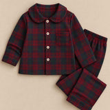 burgundy tartan children's winter pyjamas 
