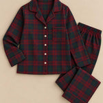 women's burgundy and forest green tartan pyjamas 