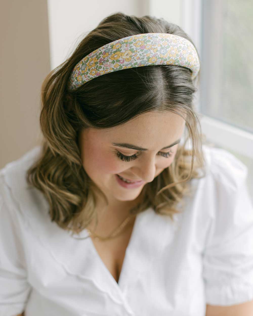 THE YELLOW FLORAL HEADBAND MADE WITH LIBERTY FABRIC