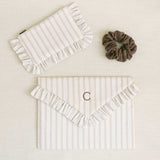 The Beige Stripe Mini Ruffled Pouch