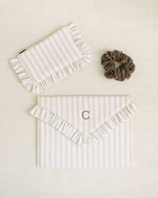 Load image into Gallery viewer, The Beige Stripe Mini Ruffled Pouch
