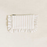 The Beige Stripe Mini Ruffled Pouch