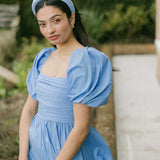 THE BLUE SATIN WRAP HEADBAND