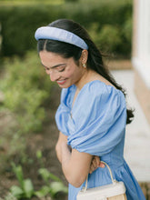 Load image into Gallery viewer, THE BLUE SATIN WRAP HEADBAND
