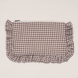 The Brown Gingham Ruffled Pouch