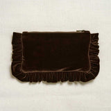 The Brown Velvet Mini Ruffled Pouch