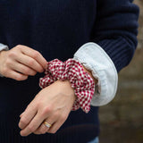THE BURGUNDY GINGHAM SCRUNCHIE