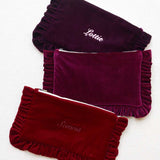 The Burgundy Velvet Ruffled Pouch