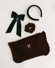 Load image into Gallery viewer, The Burgundy Velvet Ruffled Pouch
