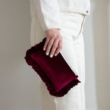 The Burgundy Velvet Mini Ruffled Pouch