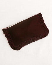 Load image into Gallery viewer, The Burgundy Velvet Ruffled Pouch
