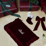 The Burgundy Velvet Ruffled Pouch