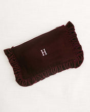 Load image into Gallery viewer, The Burgundy Velvet Ruffled Pouch

