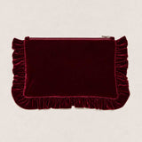 The Burgundy Velvet Ruffled Pouch