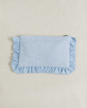 Load image into Gallery viewer, The Chambray Ruffled Pouch
