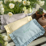 The Sage Green Gingham Ruffled Pouch