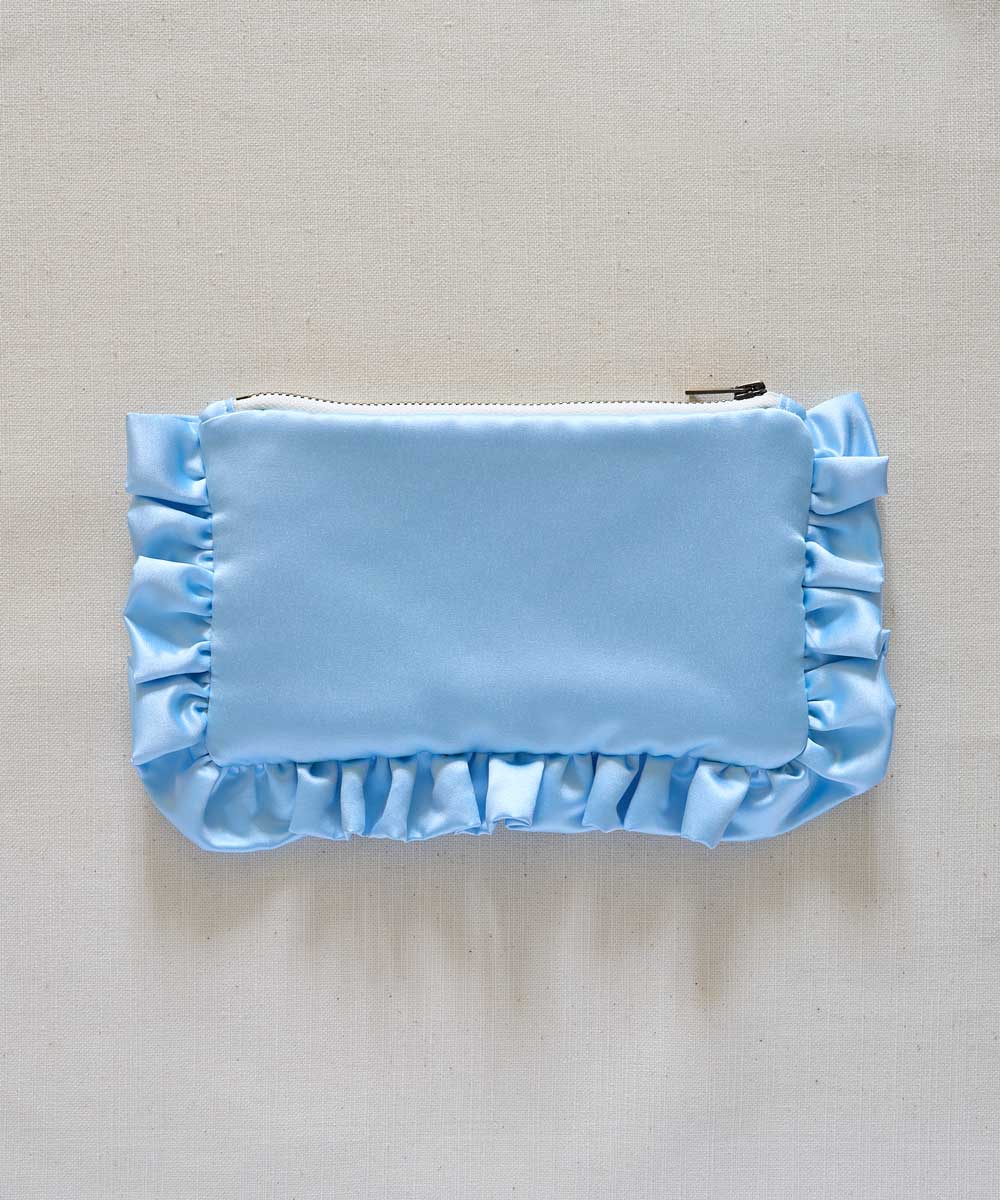 light blue satin mini pouch