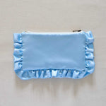 light blue satin mini pouch