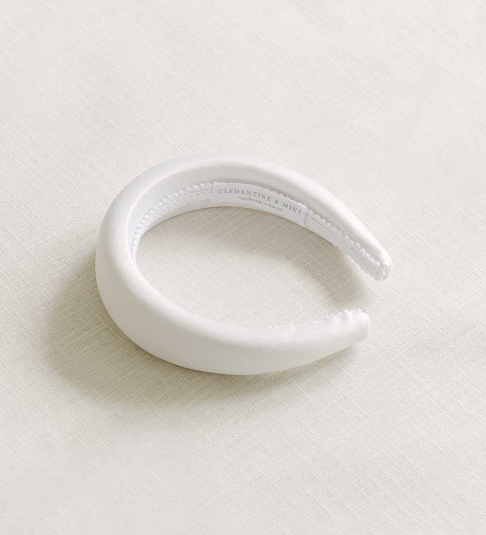 ivory satin headband, silk headband, bridal headband, bridal hair accessory, padded headband 