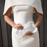 The Ivory Satin Mini Ruffled Pouch