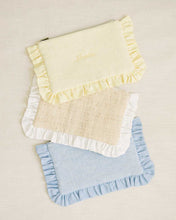 Load image into Gallery viewer, The Chambray Ruffled Pouch
