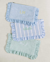 Load image into Gallery viewer, The Chambray Ruffled Pouch
