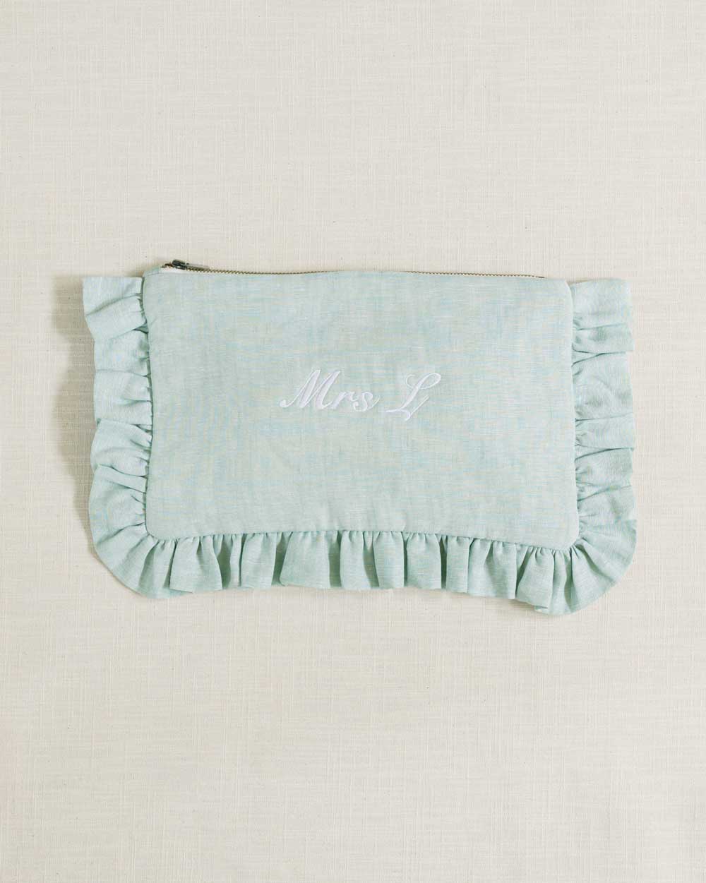 The Mint Green Ruffled Pouch