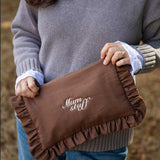 The Mocha Brown Ruffled Pouch