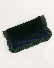 Load image into Gallery viewer, The Navy Velvet &amp; Tartan Ruffled Pouch
