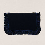 The Navy Blue Velvet Ruffled Pouch