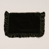 The Olive Green Velvet Ruffled Pouch