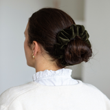 THE OLIVE GREEN VELVET SCRUNCHIE