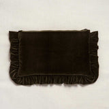 The Olive Green Velvet Ruffled Pouch