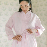 The Light Pink Ruffled Linen Robe