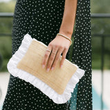 The Raffia Mini Ruffled Pouch