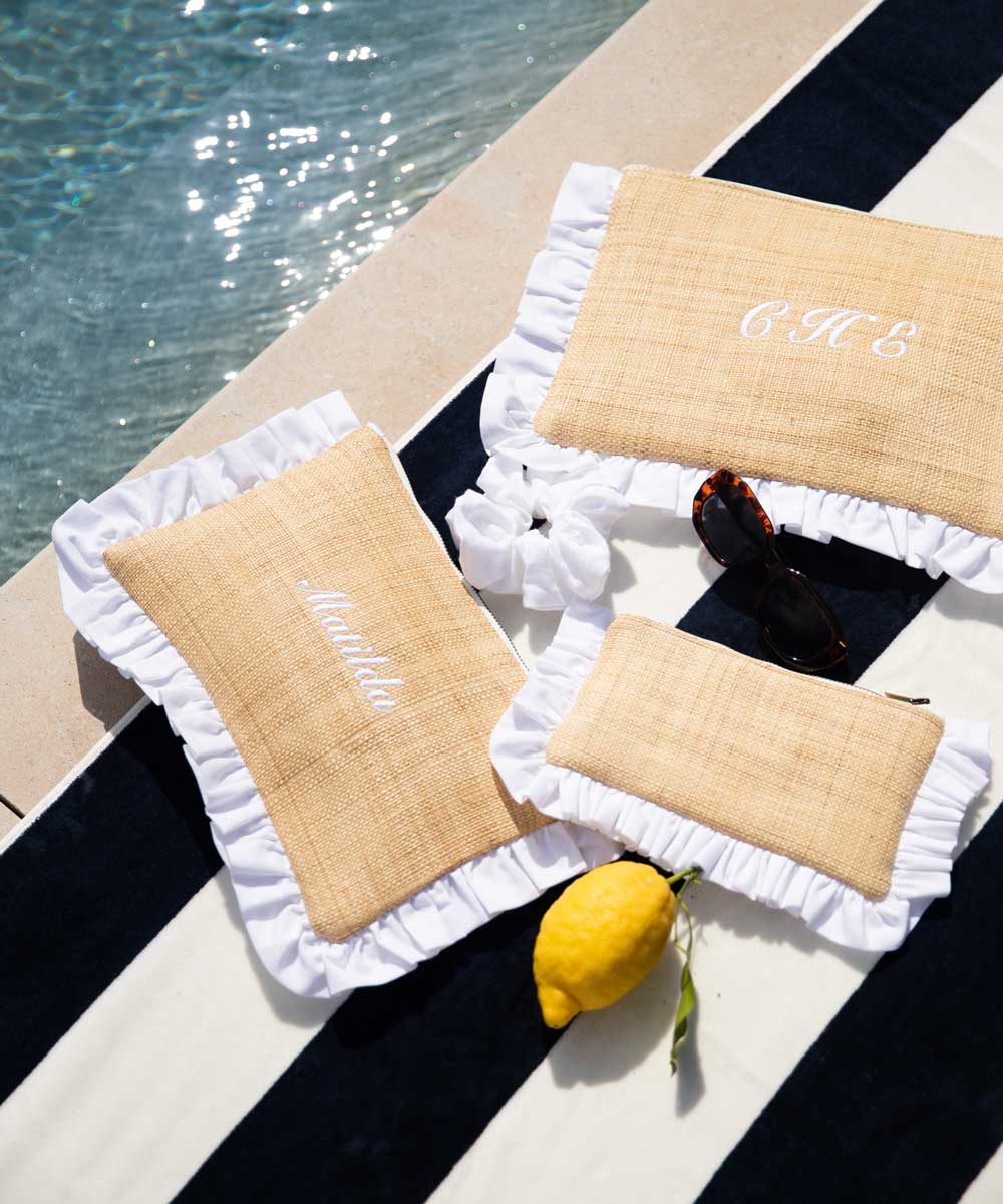 The Raffia Ruffled Pouch