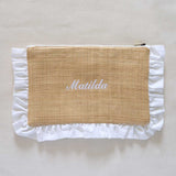 The Raffia Ruffled Pouch