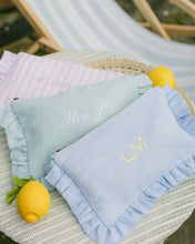 Load image into Gallery viewer, The Chambray Linen Ruffled Pouch
