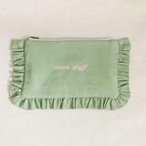The Sage Green Ruffled Pouch