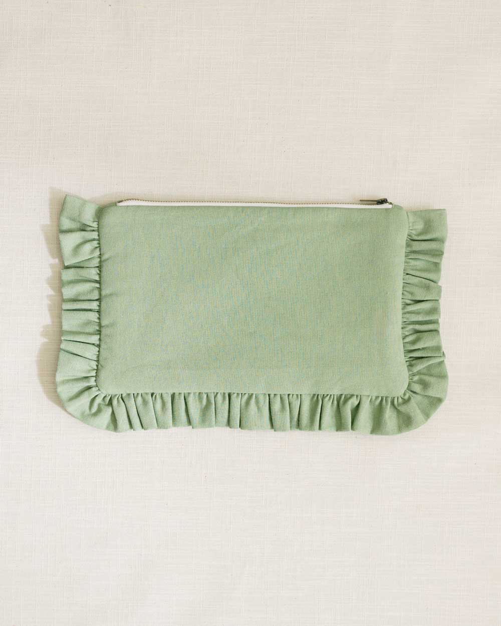 The Sage Green Ruffled Pouch