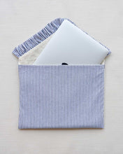 Load image into Gallery viewer, The Navy Stripe Ruffled Laptop Sleeve
