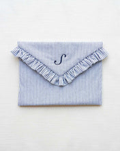 Load image into Gallery viewer, The Navy Stripe Ruffled Laptop Sleeve
